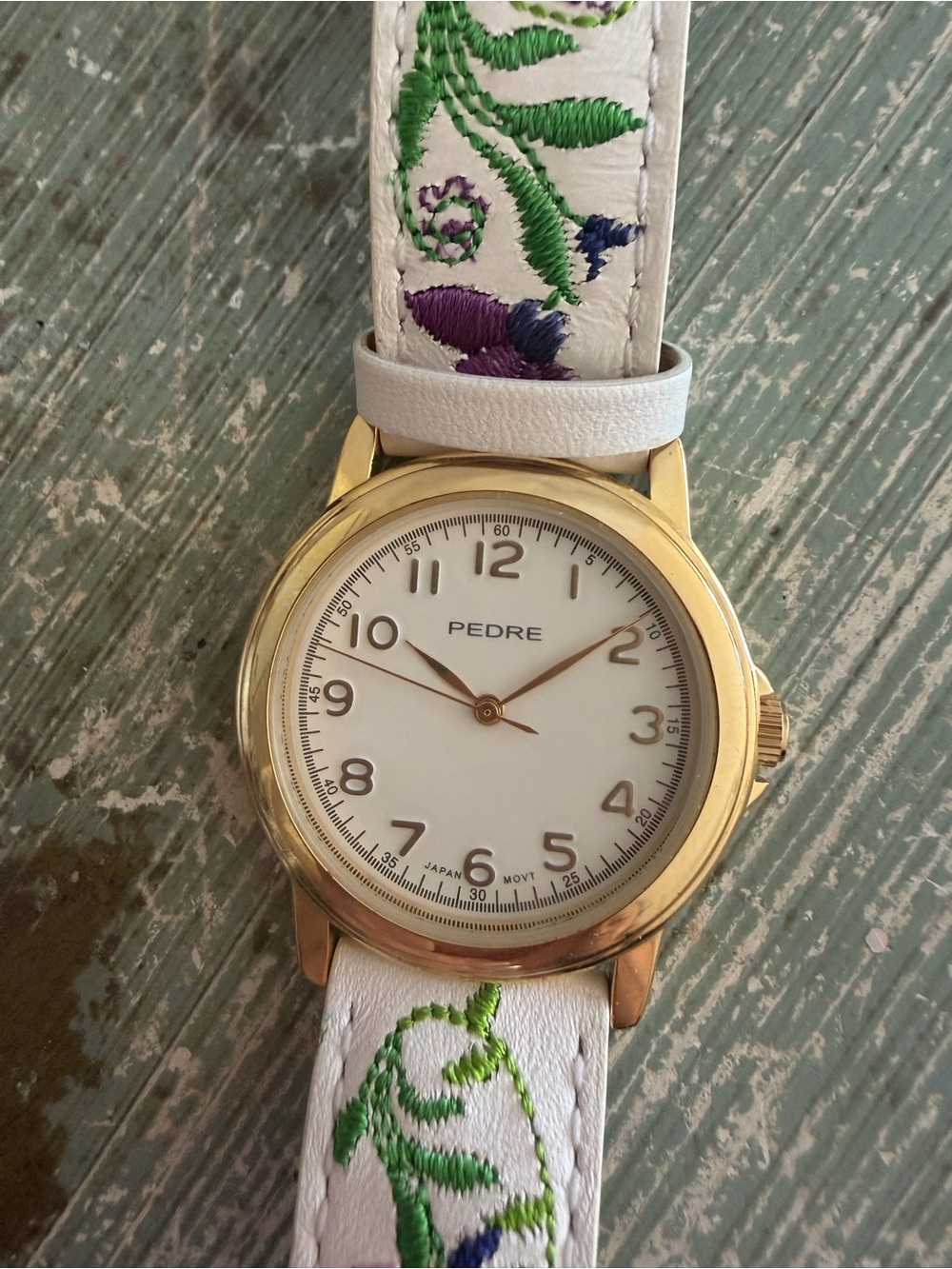 Pedre Kids White Watch with Floral Embroidered Strap NWOT